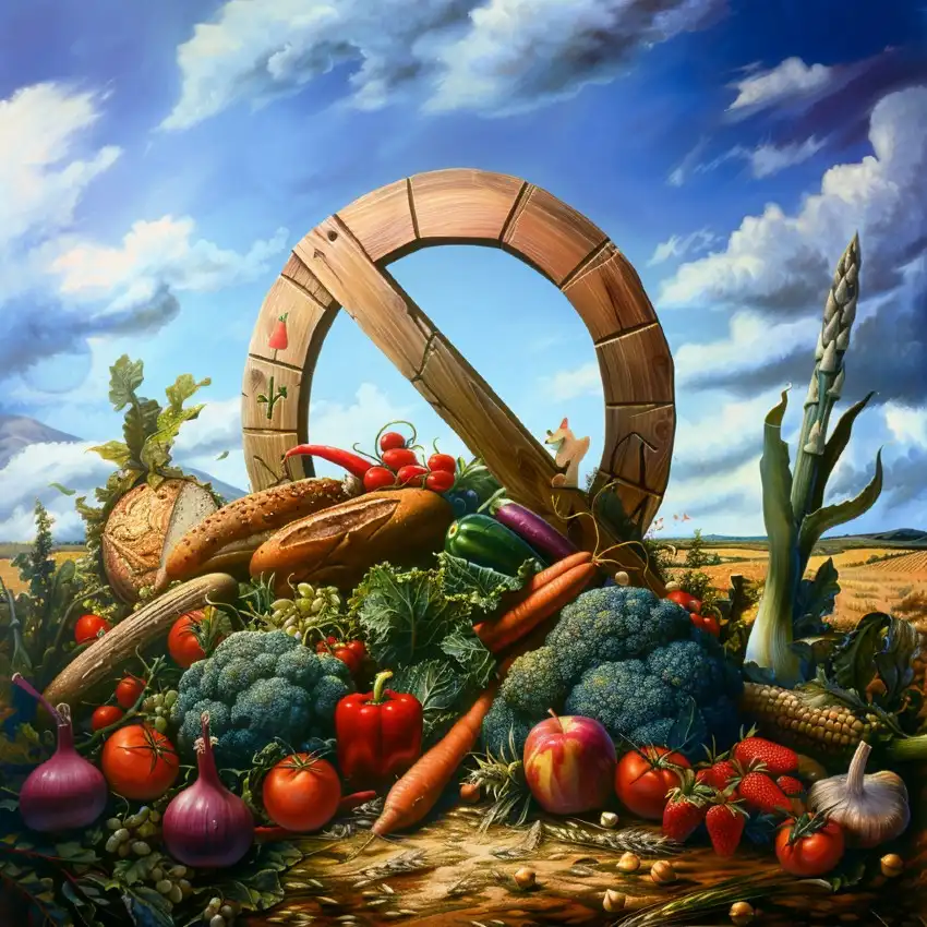 A painting depicting forbidden foods